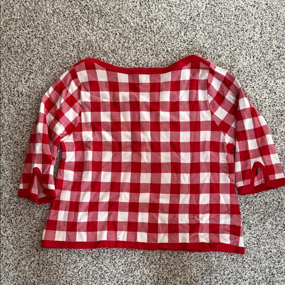 Red and White Checkered Women's Sweater